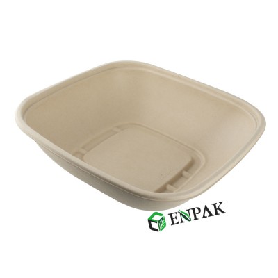 Microwave Biodegradable Disposable Sugarcane Bagasse Salad Bowl with PET Lid